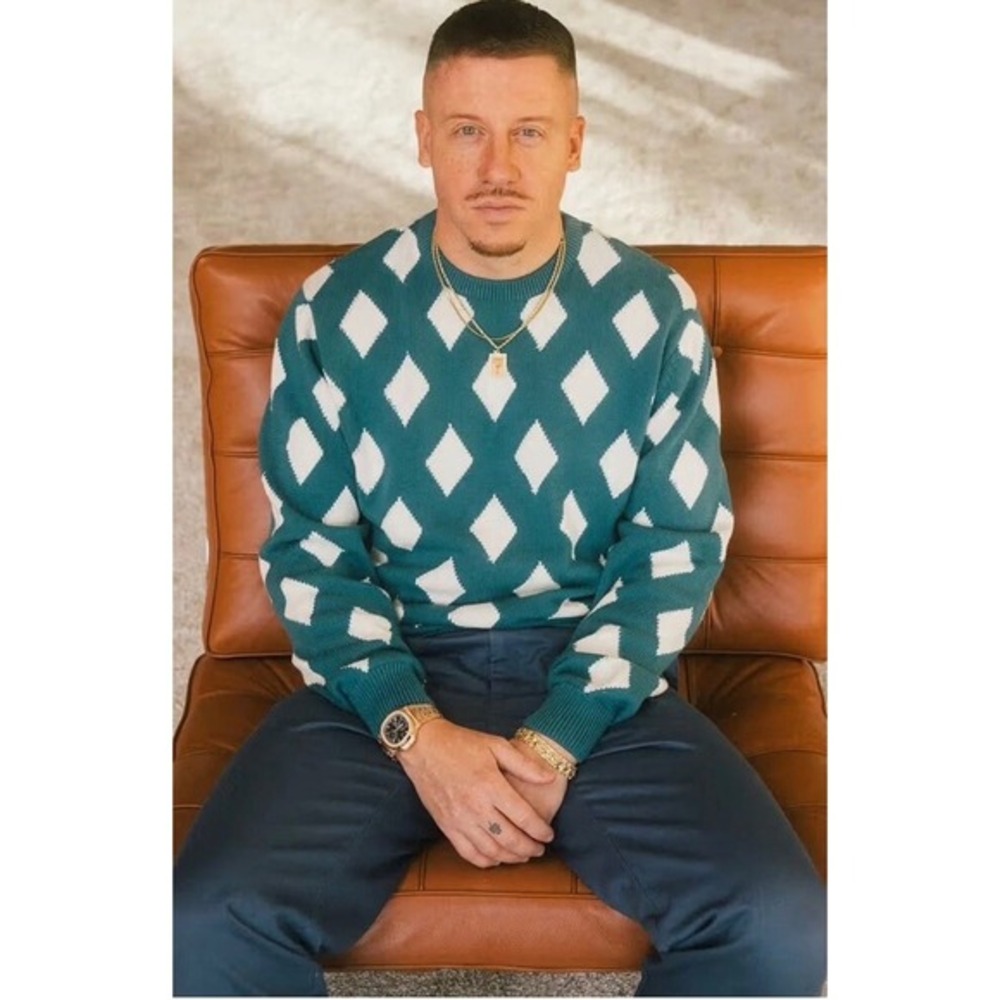 Bogey Boys Macklemore‎ argyle Knit Sweater Blue White Golf Streetwear L 
Retro